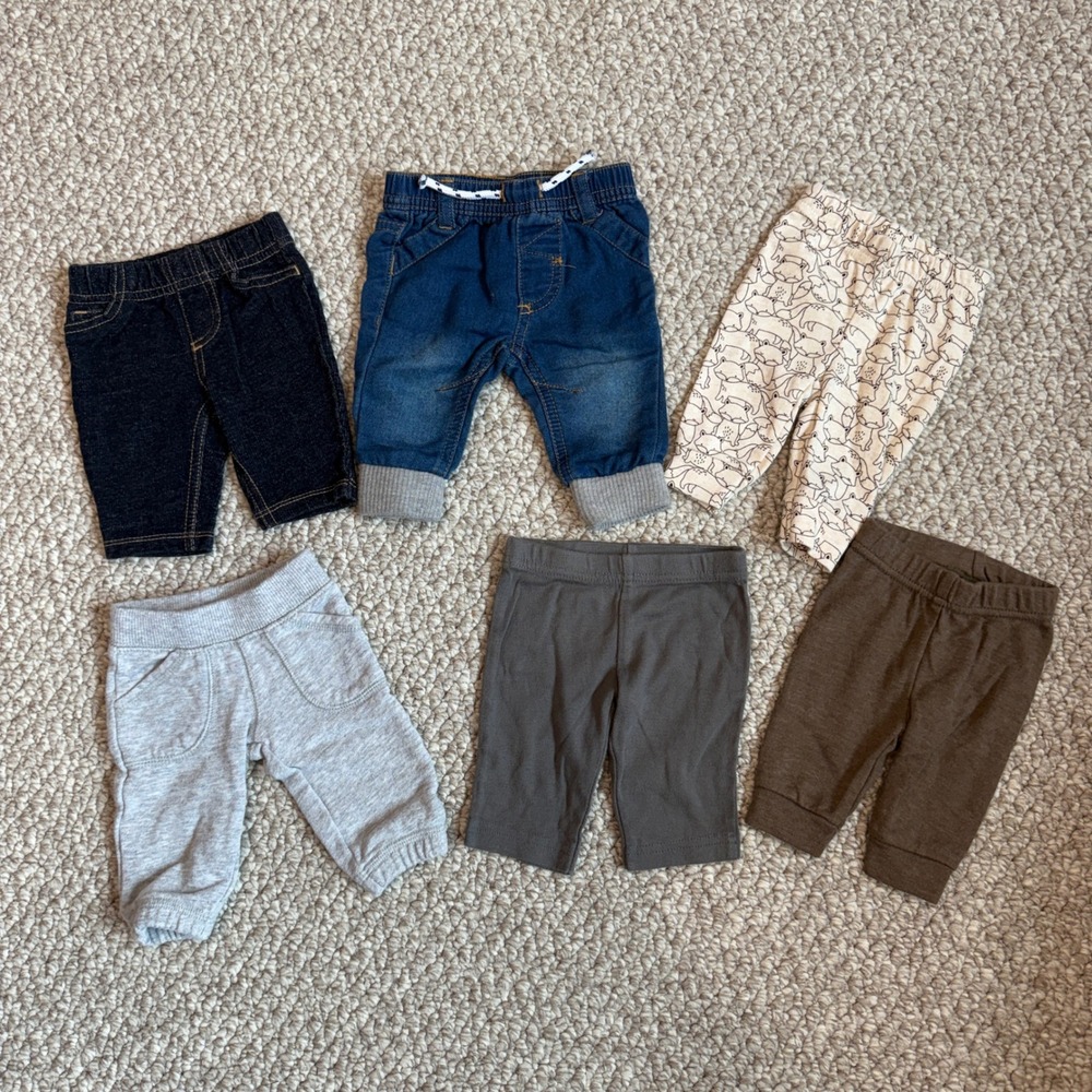 Carter's Mixed Baby Bottoms Set - Blue, Dark Blue, Gray, Brown, Cream
